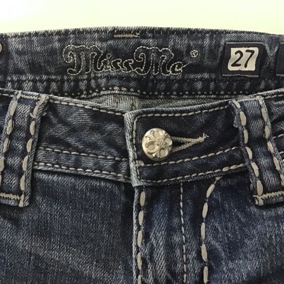 Miss Me Embellished Bootcut Jeans Size 27 Rhinestones Studs Medium Blue Denim - Picture 12 of 15